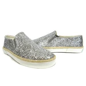 Jack Rogers Tucker Sneakers Sz 9.5 New $125 Silver Glitter Slip-On Shoes